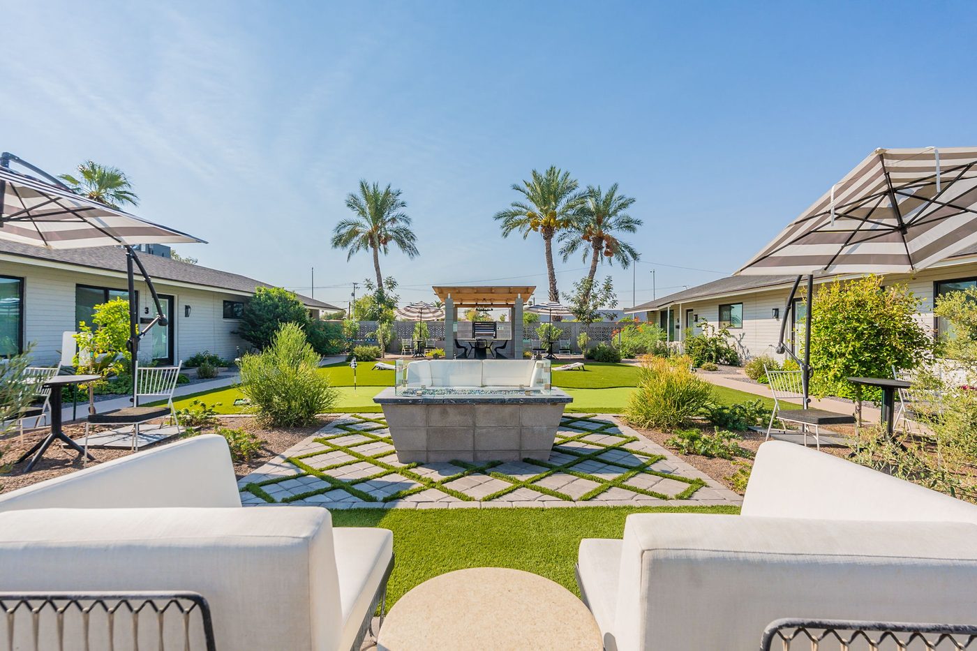 Courtyard fire pit lounge at Second Sunrise Recovery