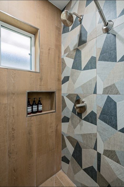 Suite shower with geometric tile at Second Sunrise Recovery